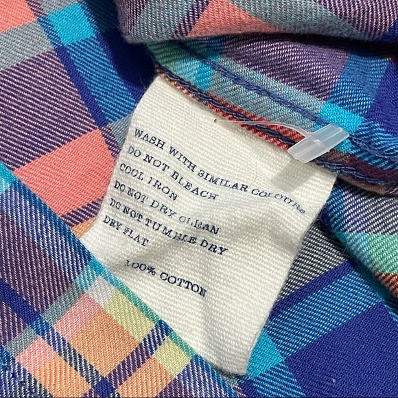 Jack Wills Plaid Bright Long Sleeve Button Up Shirt Men Size L 100% Cotton - Picture 7 of 8